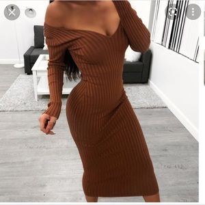 Hera Collection long ribbed khaki dress size S